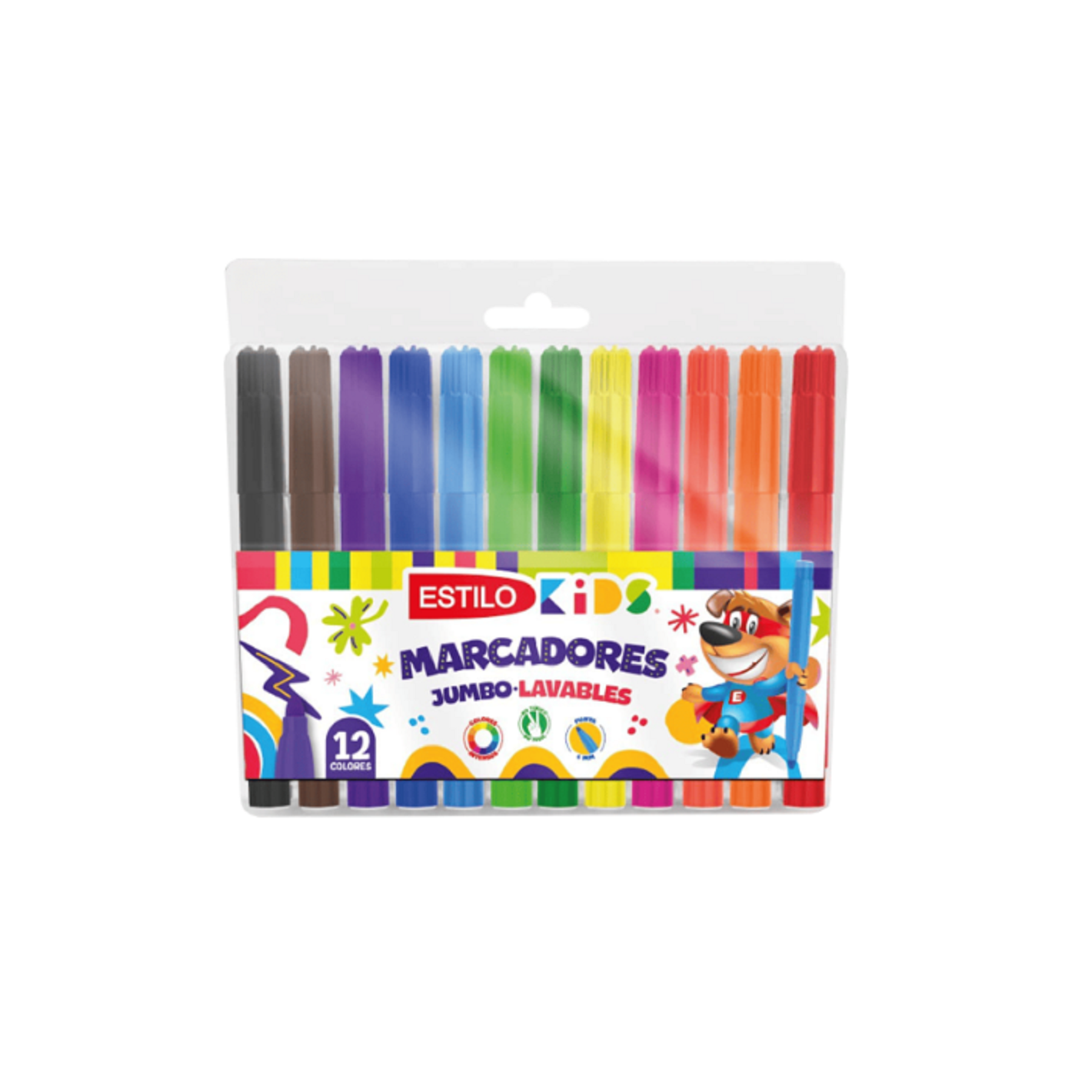 MARCADORES JUMBO LAVABLE X12 COLORES