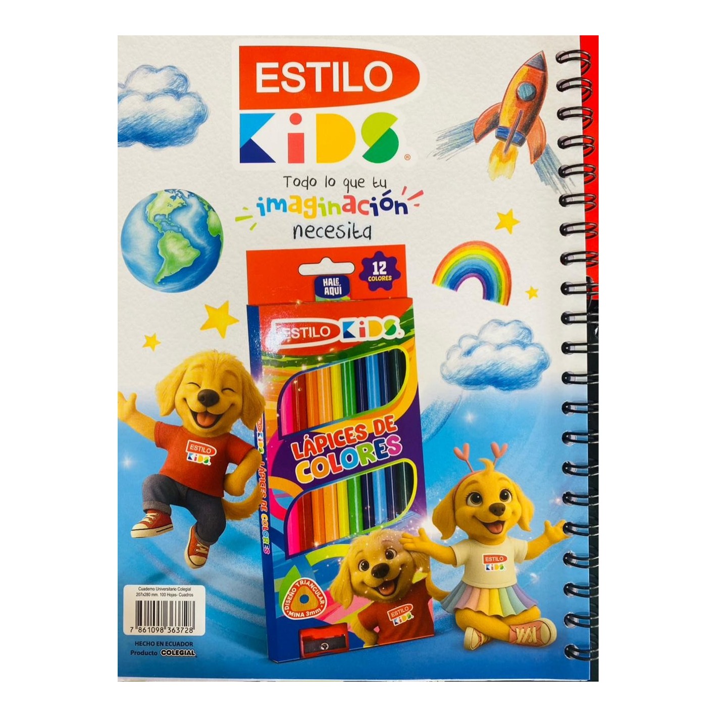 CUADERNO UNIVERISTARIO ESTILO COLEGIAL DE 100HOJAS - CUADRO
